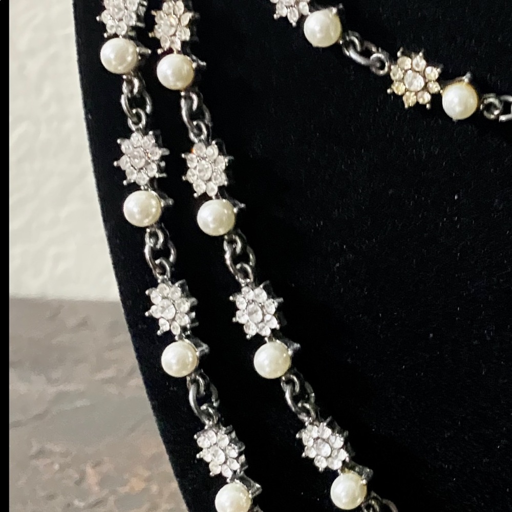 Multi-strand pearl and crystal necklace - Picture 4 of 6